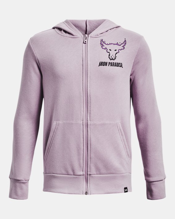 Boys' Project Rock Disrupt Fleece Bull Full-Zip Hoodie, Purple, pdpMainDesktop image number 0